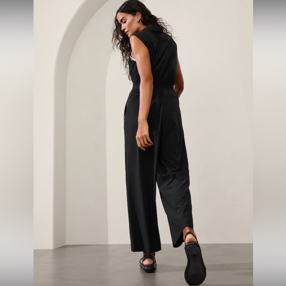 Athleta Brooklyn Heights Wide Leg Jumpsuit // Black - Picture 2 of 16
